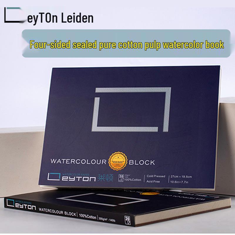 Leighton Portable Watercolor Sketchbook - Hand-painted, All Cotton, 32k-4k Sizes, 300g, Fine to Coarse Textures.