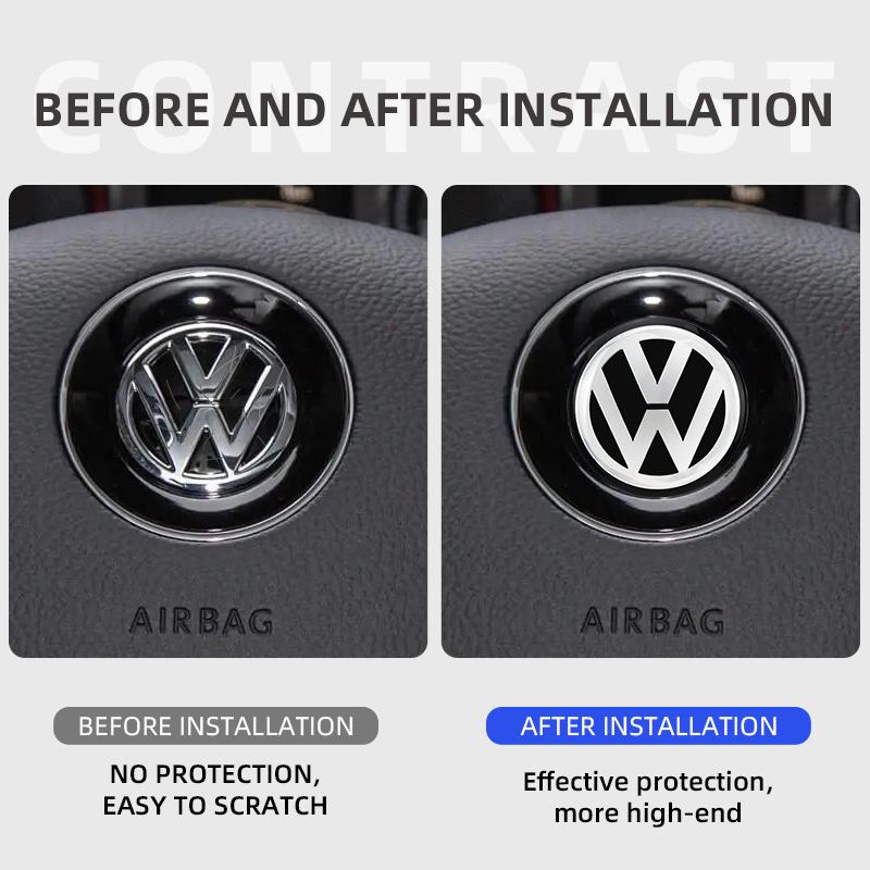 2026 Hot 40/45/50mm ABS Hollow Out Car Steering Wheel Center Emblem Sticker For Volkswagen VW Polo Jetta Sagitar Magotan
