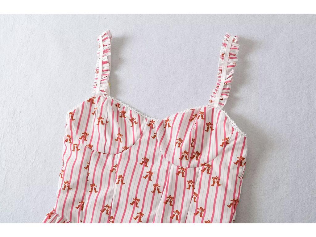 2025 Spring Women's European & American Striped Lace-up Vest Top: Fashionable, Simple, Versatile