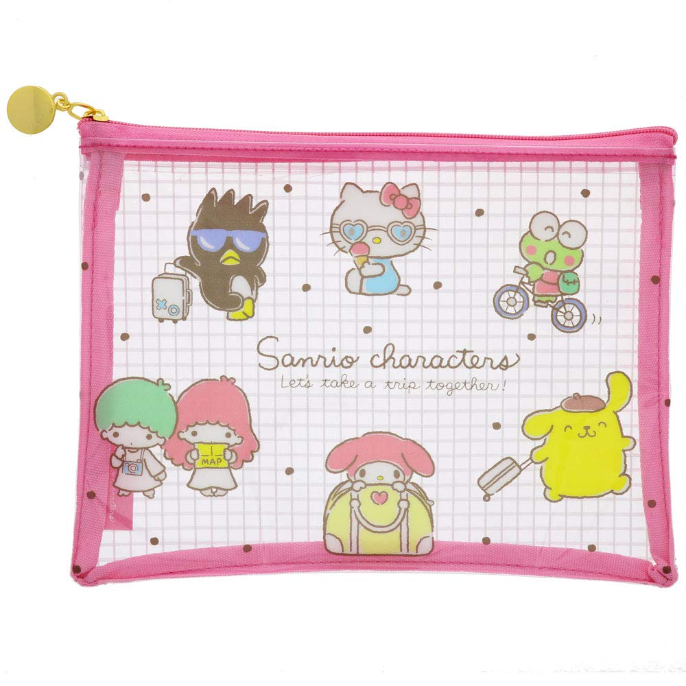 Sunstar Stationery Sanrio Flat Sanrio S2284790 Pouch, Mesh, Travel, Pink,