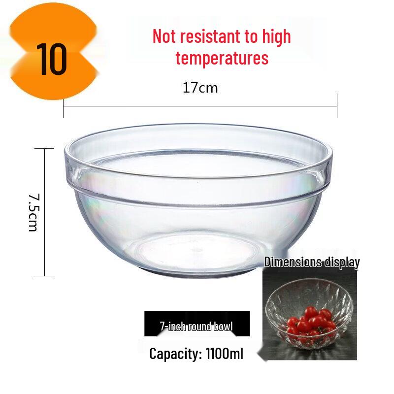Jingbaodi 17cm Acrylic Salad Bowls (10-Pack)