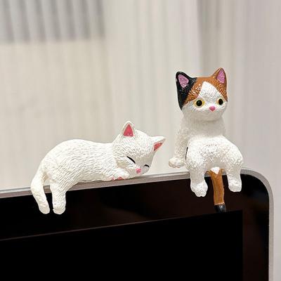 4PCS Cartoon Cats Miniature Figurines Resin Craft Figures Computer Monitor Desktop Decoration Car Interior Fish Tank Ornaments