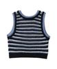 WEGO Siateczkowy Tank Top Dzianinowy Letni Krótki Rozmiar Koreański Niebieski Damski Top, Strój, Bez Rękawów, Długość, Streetwear, Casualowy, Styl, Prezent, Wiosna, Lato, Jesień, F,
