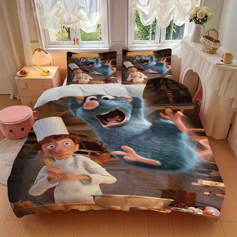 3pcs Ratatouille Movie Poster Quilt Set, Soft and Comfortable Bedroom, Guest Room and Dorm Decor Bedding Set 1 Quilt Cover + 2 Pillowcases.Q
