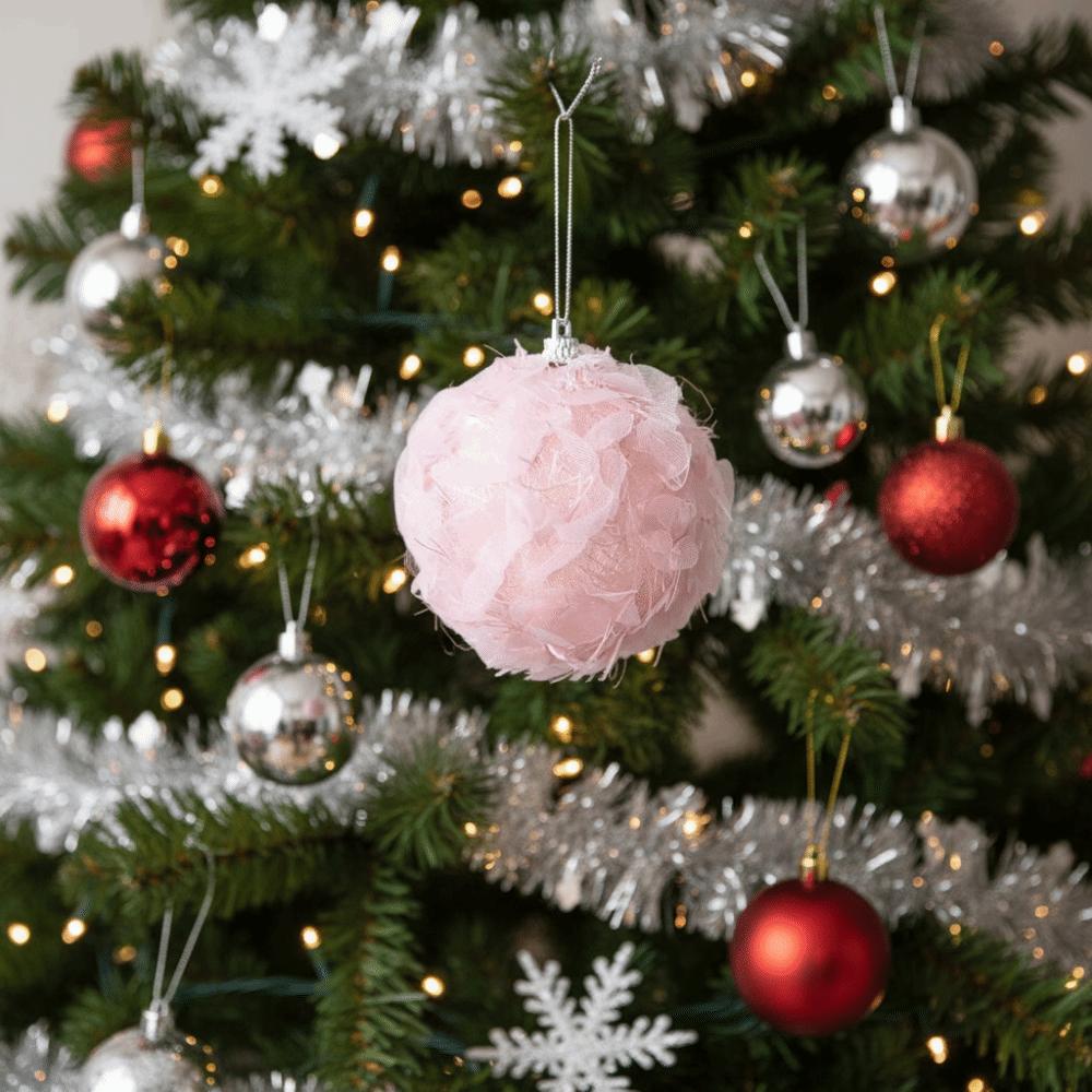 Creative 8/10cm Fluffy Christmas Ball Pink Decorative Christmas Tree Pendant Foam Christmas Hanging Ball Modern Holiday