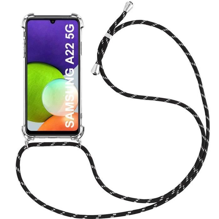 Coque de Protection - PROSHOP - pour Samsung Galaxy A22 5G - Souple - Antichoc - Cordon Noir