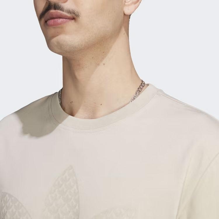 Adidas Originals Clover Graphics Monogram T-Shirt With Letter Logo Print Men Tops Beige IJ7462