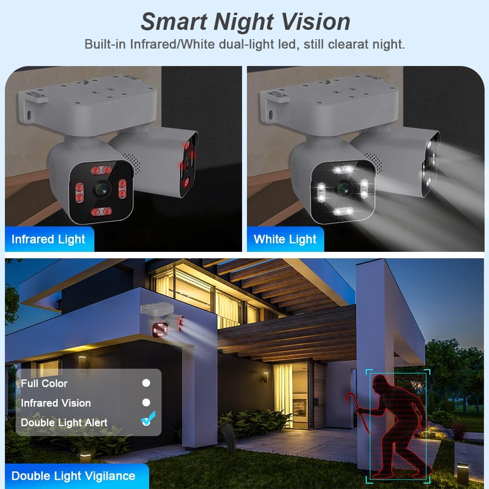 AIOOK ICAM365 APP Sicherheitskamera Außen Wasserdicht Dual-Linse HD 10MP 10X Zoom WiFi CCTV Nachtsicht Zwei-Wege-Interkom PTZ Fernansicht