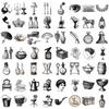 60pcs Black and white retro Aesthetic Stickers Scrapbooking Skateboard Fashion Phone Diary Stationery Phone Graffiti Dormitory