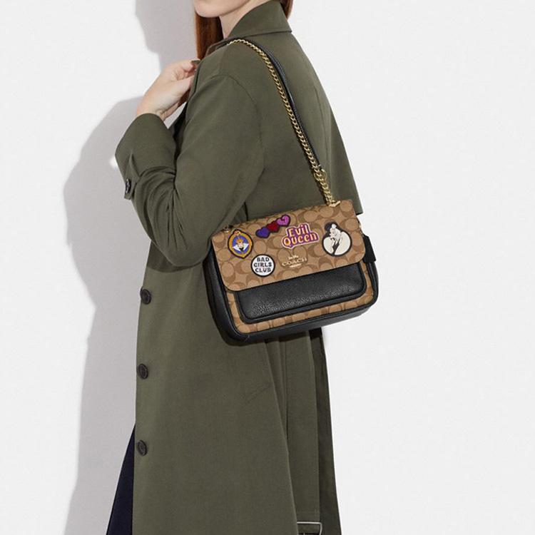 New COACH Klare Artificial Leather Flap Bag Shoulder Bag Crossbody Bag Medium Size Women's Dark Khaki CC152-IME7V