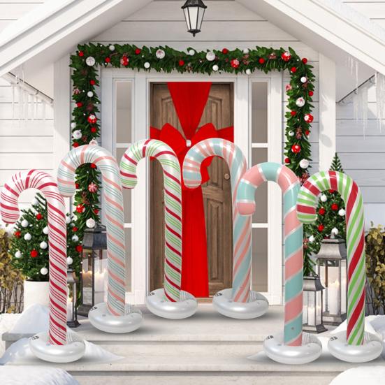 Christmas Candy Cane Balloon 51 Inch Large Inflatable Candy Cane Decoration for Birthday Xmas Wedding New Year Carnival Festival Holiday Party