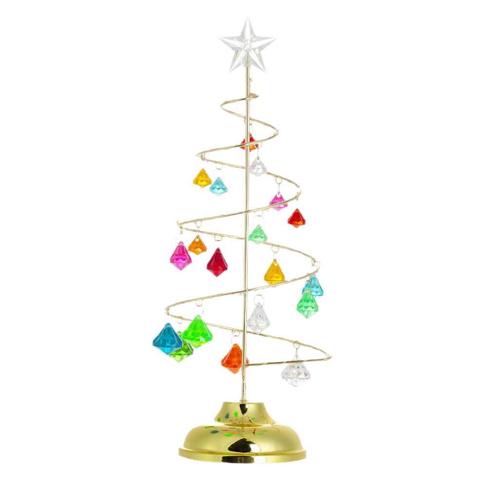 LED Iron Art Diamond Christmas Tree Ornaments - Decorative Desktop Lights
