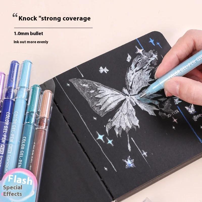 LANGUO 72/24/16 Colors Glitter Effects Gel Pen 1.0mm Large Capacity Students Writing Pen Painting Drawing Coloring Art Markers