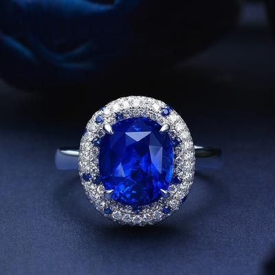 New Temperament Concise Round Shape Blue Opening Rings For Women Zircon Wedding Engagement Party Fine Luxury Jewelry Gift