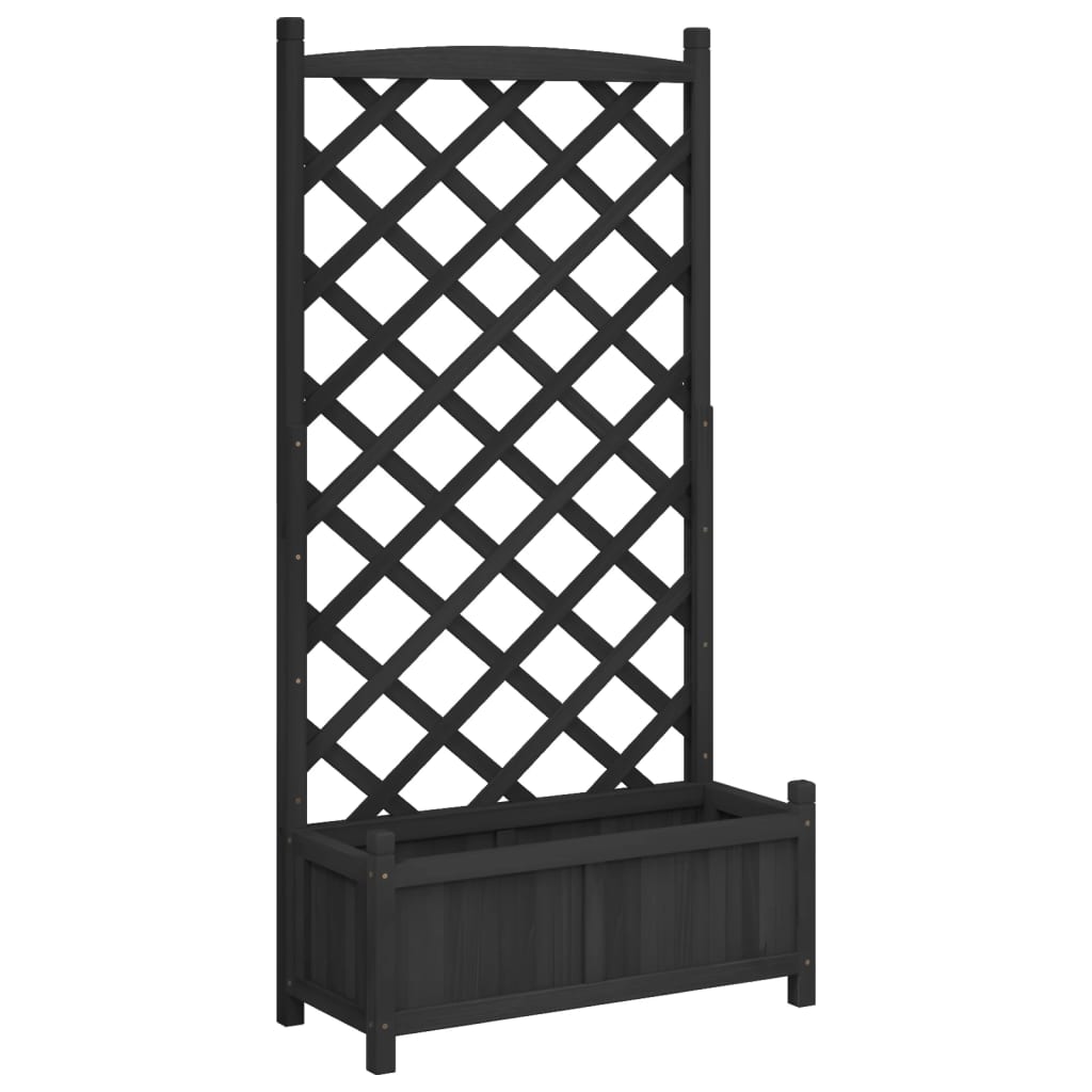 Vidaxl Planter with Trellis, Black, Solid Fir Wood