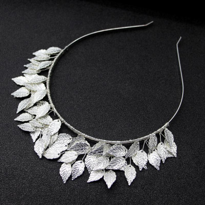 Leaf Hair Silver Gold Metal Tiaras Crowns Hairbands Wedding Hair Jewelry