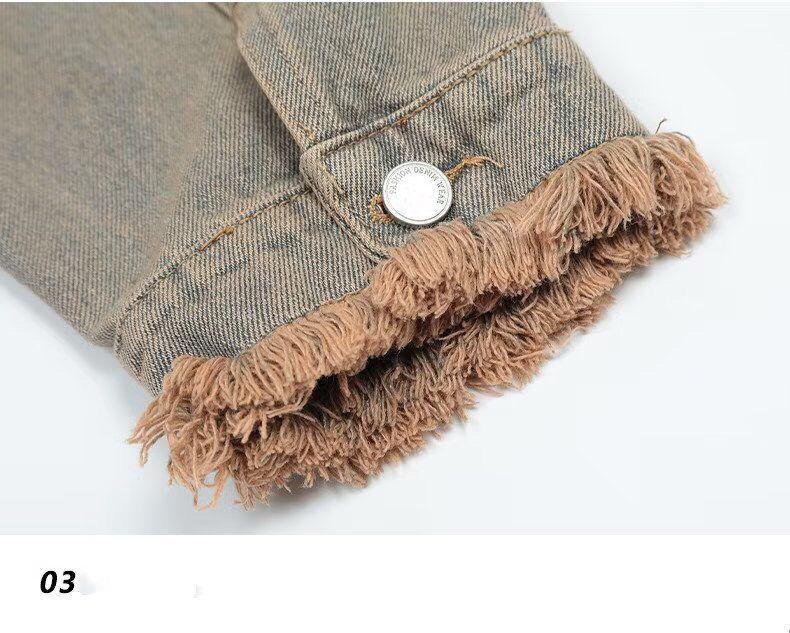 Unisex Street Rapper Retro Denim Jacket - Loose Fit, Plus Size, Spring/Autumn Hong Kong Style