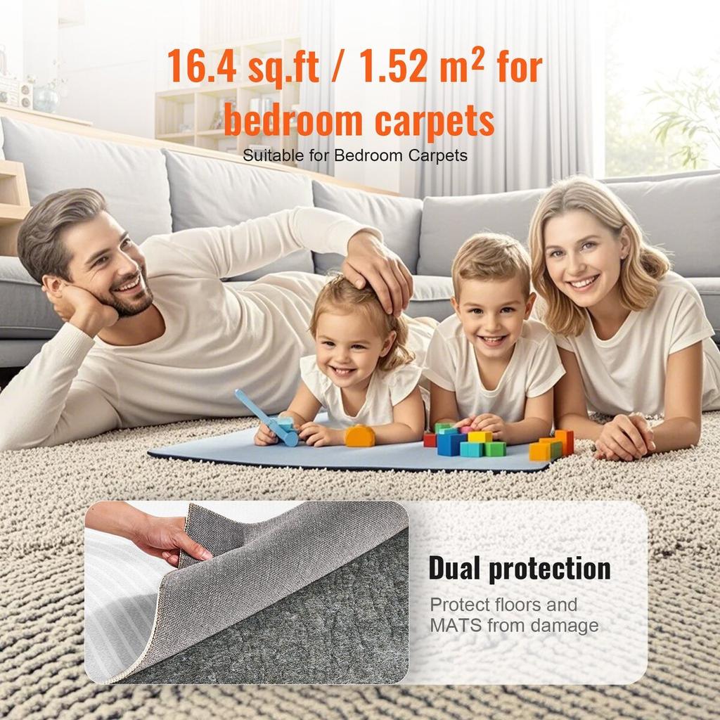 Non Slip Rug Pad Gripper 8' x 10' Carpet Mat 0.24" Thick for All Floor