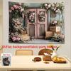 2D Rustic Wood Door & Rose Flower Background for Wedding Photoshoot