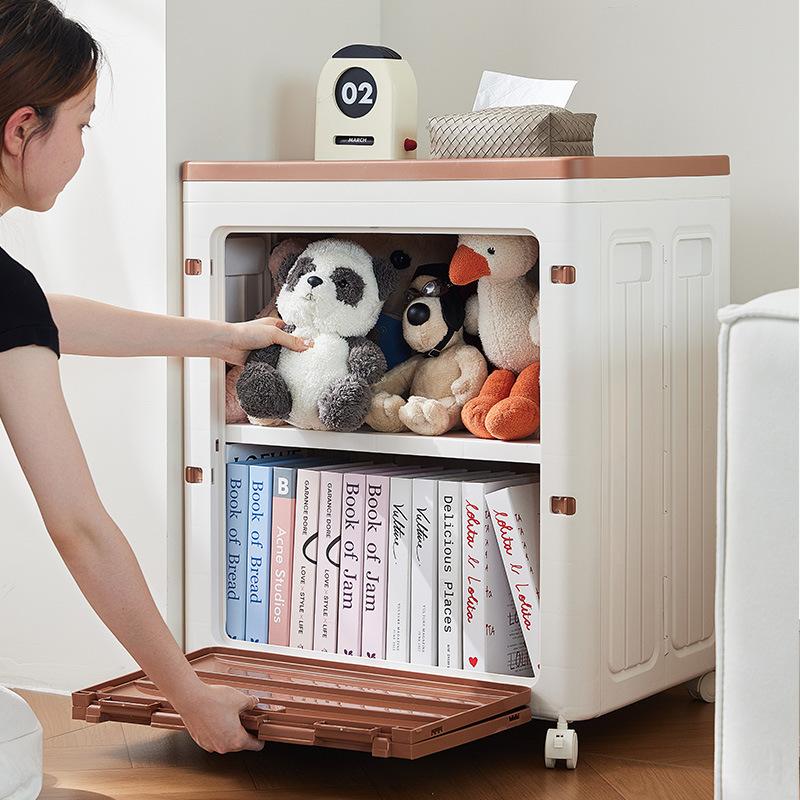 Large Capacity Storage Cabinet Toy Clothing Storage Box&Bins Movable Wheels Multi-Functional Flip-top Organizing Box