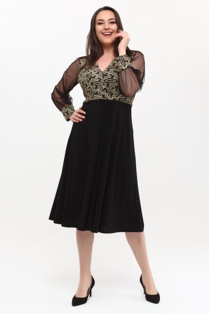 Women's Big Size Dress Medium Size Double Breasted Collar Sleeves Tulle Dress