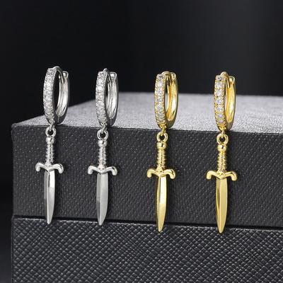 Fashion Sword Pendant Hoop Earrings For Women Man Dagger Ear Cartilage Earings Hip Hop Jewelry Rock Punk Accessories KBE232