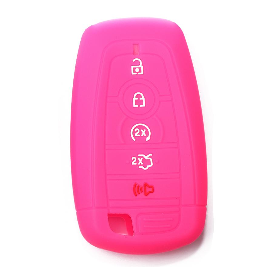 Key Fob Silicone TPU Cover Protective Case Fits for Ford F150 Edge Mustang Fusion Ecosport Explorer Expedition 5 Button