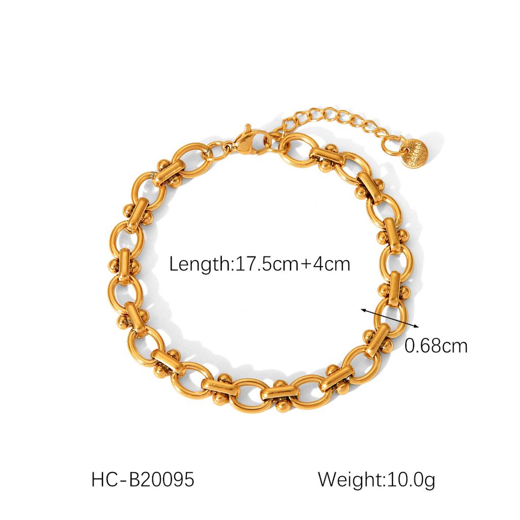 18K Vergoldeter Schmuck Edelstahl Armband Damen INS Wind Perlenkette Handgefertigter Kettenschmuck