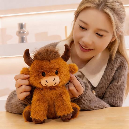 2026 Graduation Highland Cow Plush Toy with Cap Gown Soft Stuffed Animal Graduation Keepsake Toy for Preschool High School College Grads