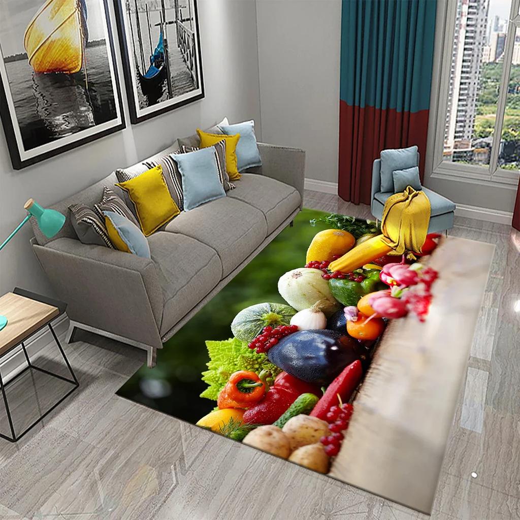 Vegetable Carpet Green Healthy Food Rug Colorful Printed Rectangle Area Rugs Yoga Mats Bedroom Living Room Decor Soft Door Mat