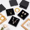 6Pcs Paper Jewelry Set Gift Packing Boxes with Sponge Inside for Earrings Necklaces Square Black 9x9x1.6cm