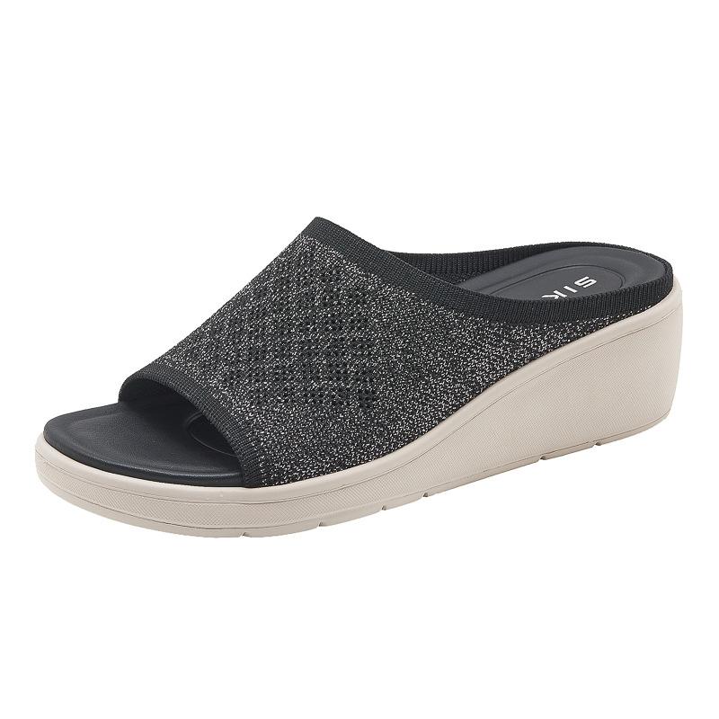 

Весенние и летние новые классные тапочки на толстой подошве легкие нескользящие удобные повседневные женские туфли 42 чёрный