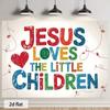 2D Religious Kids Backdrop Cloth for Sunday School Baptism Party Photo Booth Background