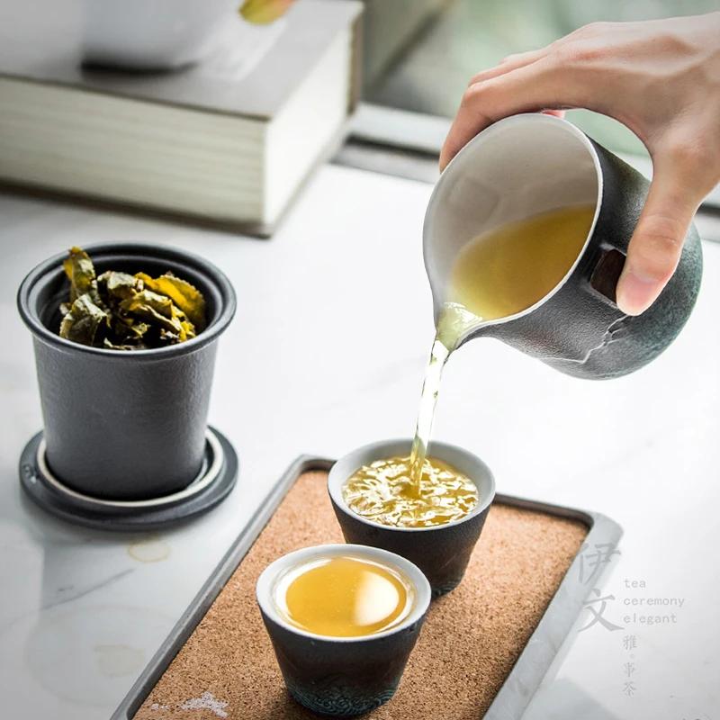 Aesthetic Luxury Travel Tea Cup Set Ceramic Portable Bag Travel Mug Outdoor Retro Antique Mugs Coffee Cups Unusual China Teaware Handmade Giftbox