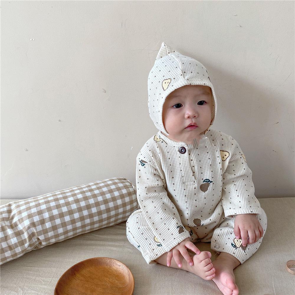 

Spring & Autumn Baby Waffle Jumpsuit Pajamas - Unisex Loose-Fit Homewear 66 cm