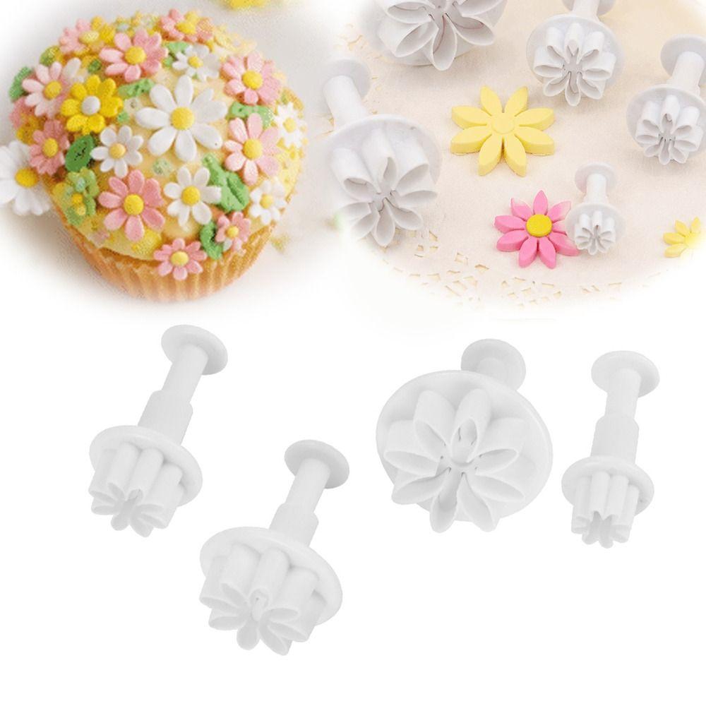 8pcs 8 Petals Shape Fondant Cutter Mold Daisy Pattern Flower Plunger Cutter Chocolate Decoration