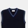 Coach SS24 Striped Logo Embroidered V-Neck Pullover Vest Men tops Navy-Blue CM808-NV-GY