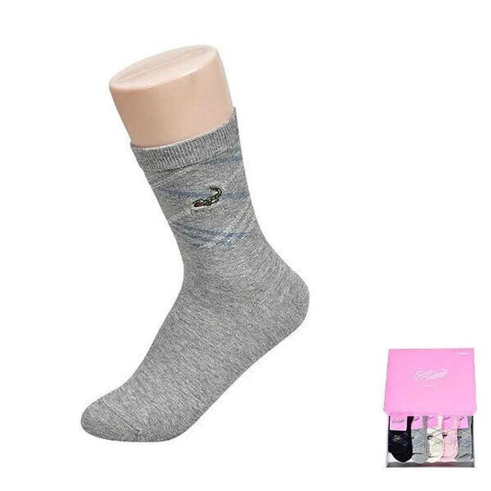 Crocodile Embroidered Ankle Check Fashion Ladies Mid-Calf Socks 0042sl (P003765212) 24cm