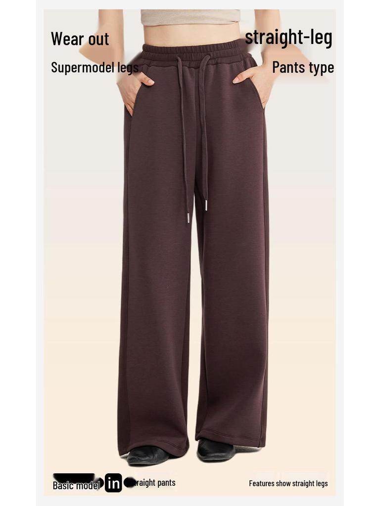 Women's Fleece-Lined Wide-Leg Sweatpants - Autumn/Winter Straight-Leg Casual Sportswear