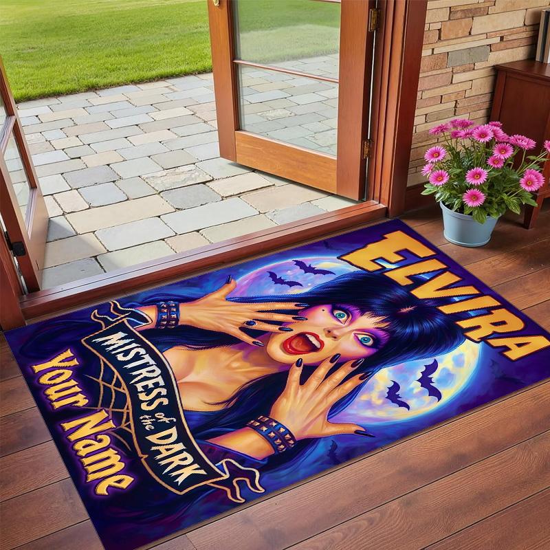 Crystal Velvet Rug Custom Name Text, Soft Non Slip Floor Mat Home DecorElvira Mistress of the Dark