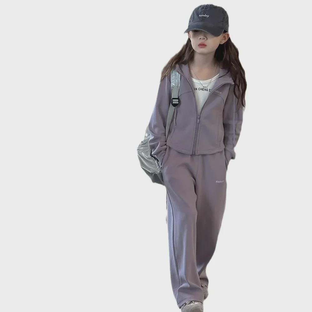 "Vestes de sport décontractées pour filles et ensembles deux pièces - Collection Printemps/Automne pour grands enfants"