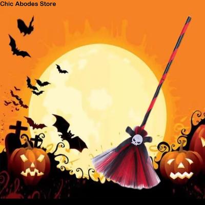 Creative 3D Halloween Witch Hat Cartoon DIY Halloween Broom Ornaments Eye-catching Witch Dress Up Ornaments Fancy
