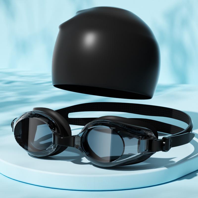 

Anti Fog Uv Protection Swimming Goggles With Silicone Swim Cap Set For Adults Water Sports A1
