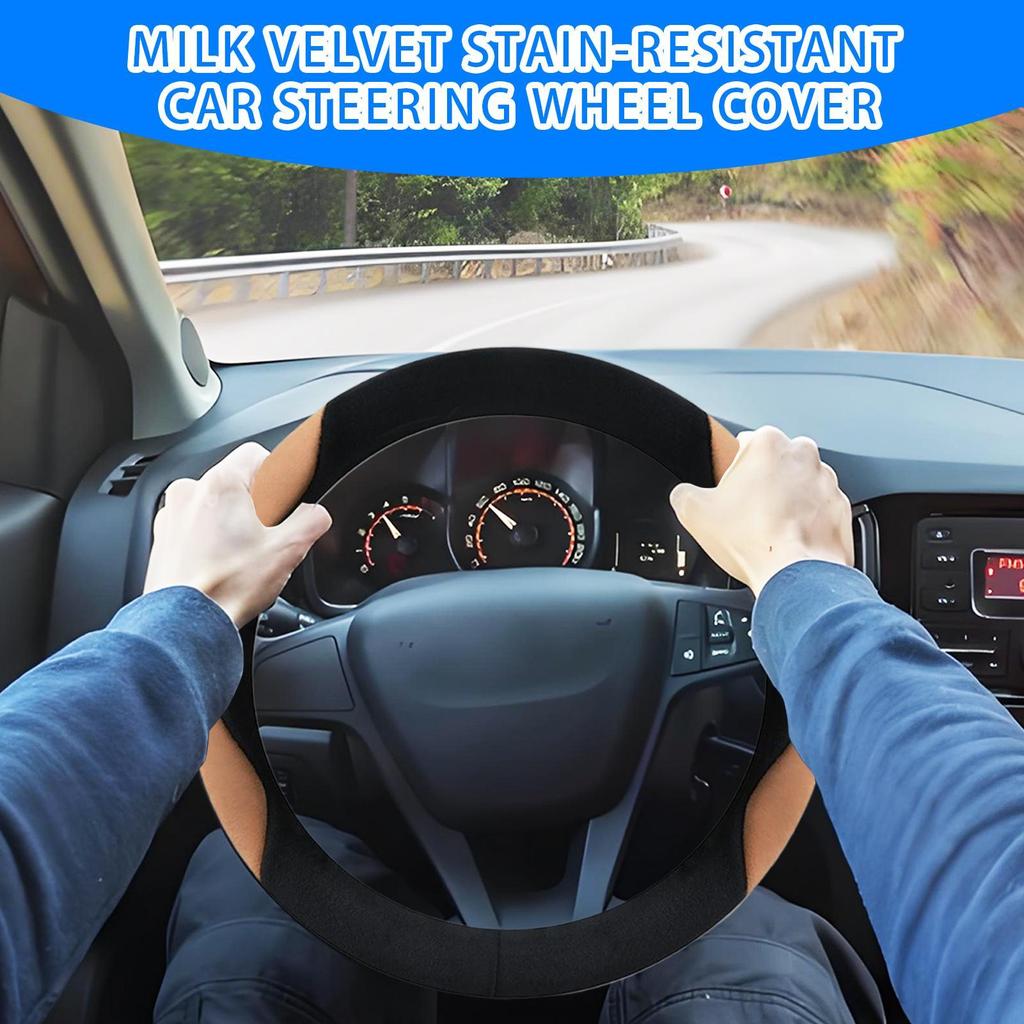 38cm Soft Car Steering Wheel Cover Milk Velvet Stain-Resistant Car Steering Wheel Cover Anti-Slip Car Steering Wheel Warm Cover