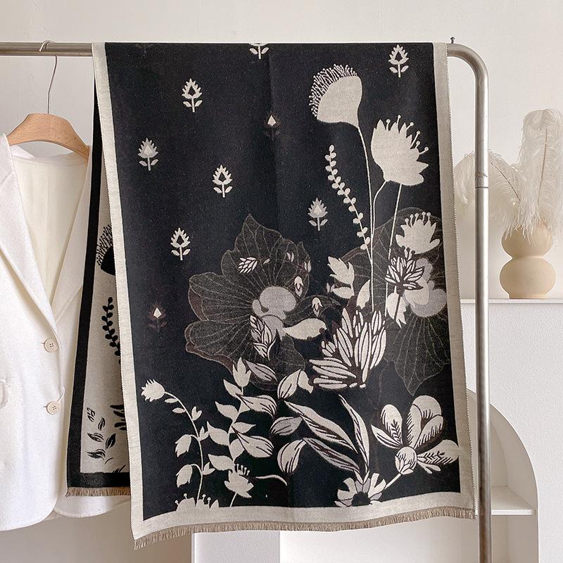 Imitation Cashmere Scarf Versatile Printed Warm Air Conditioner Shawl With High-End Fashion Scarf Women