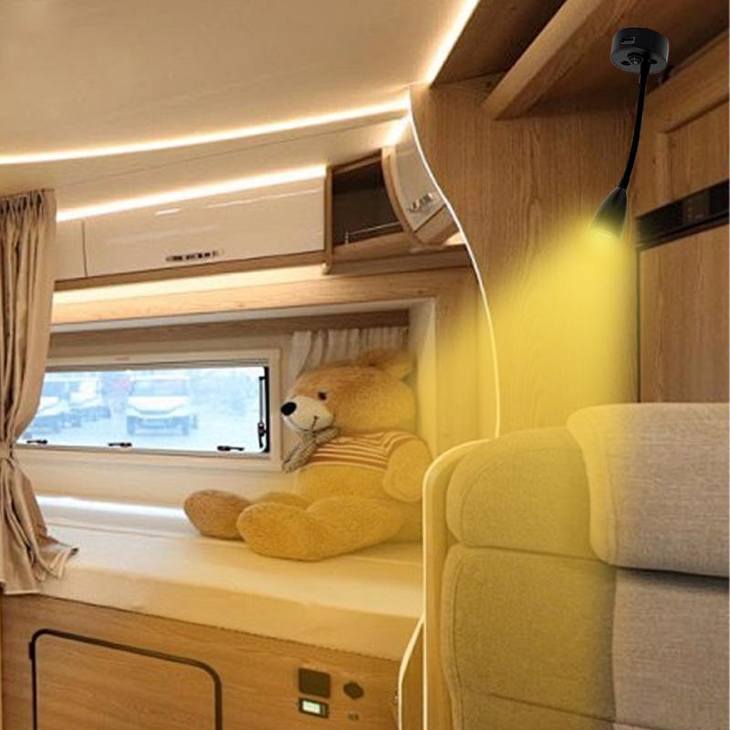 LED Touch Dimming RV Yacht USB Interior Reading Light, 3W, 12V