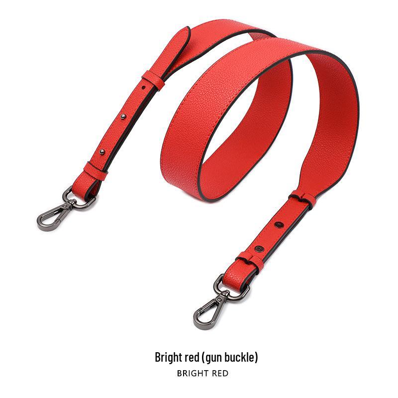 Cowhide Double-Sided Wide Adjustable Shoulder Strap with Lychee Pattern