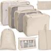 Ensemble de 8 Cubes de Rangement Imperméables en Nylon Organiseur de Bagage Sacs de Rangement en Maille pour Vêtements Chaussures Cosmétiques