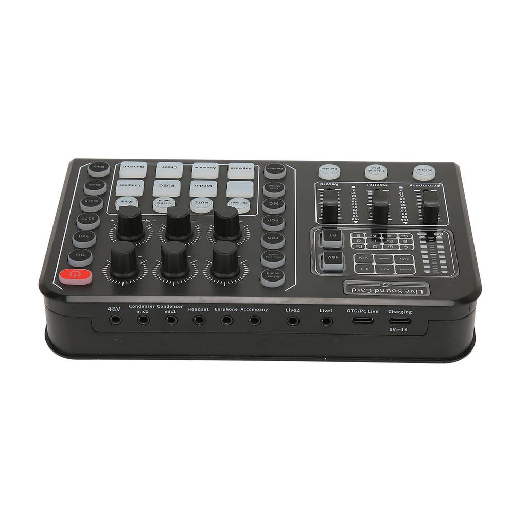 Live Sound Card Noise Reduction Plug and Play Voice Changer Sound Mixer Board for Karaoke Live Recor