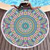 Ethnic Plaid Beach Creative Swimming Towel Microfiber Round Beach Towel Mandala Stripes Adult Large Round Bath Towel